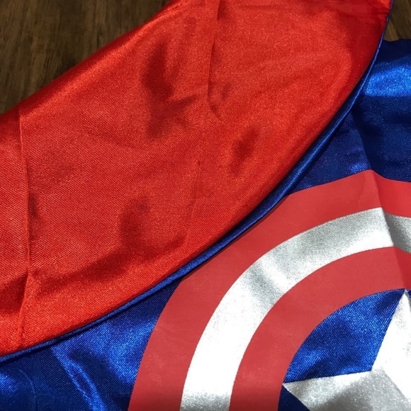 Captain America Super Hero Cape Velcro 27"x27" Reversible Costume Book Parade - Picture 5 of 6